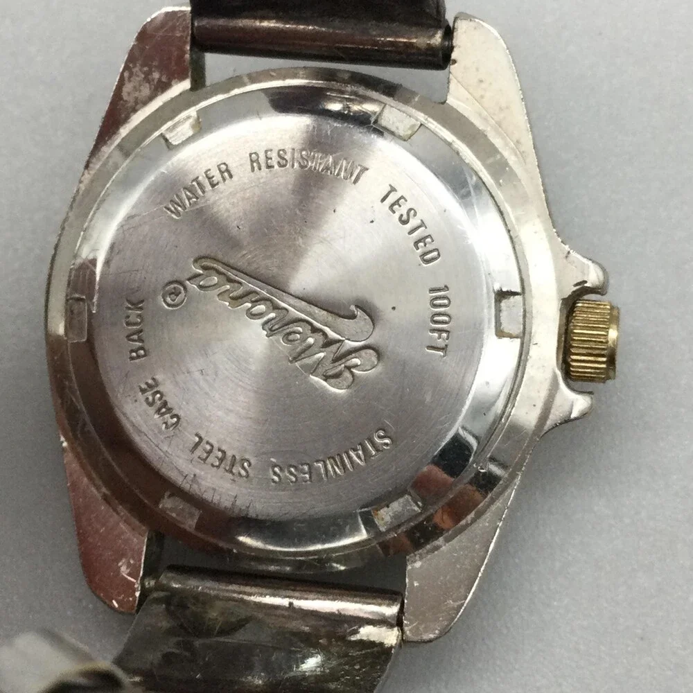 Merona Womens Watch 26mm Native American Signed Tips Sterling Black Inlay